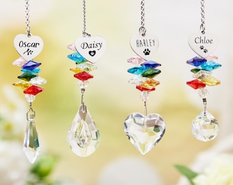 Rainbow bridge pet, sun catcher, pet memorial gifts, personalized name, dog,cat,pet remembrance gifts, dog sympathy gift, Pet Grave Markers