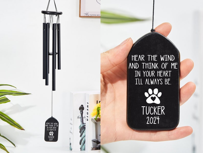 Personalized Wind Chimes, Pet Memorial Wind Chimes, Pet Loss Gift,Sympathy Wind Chime, Bereavement Gift, Cat Memorial ,Loss of Pet Gifts image 1