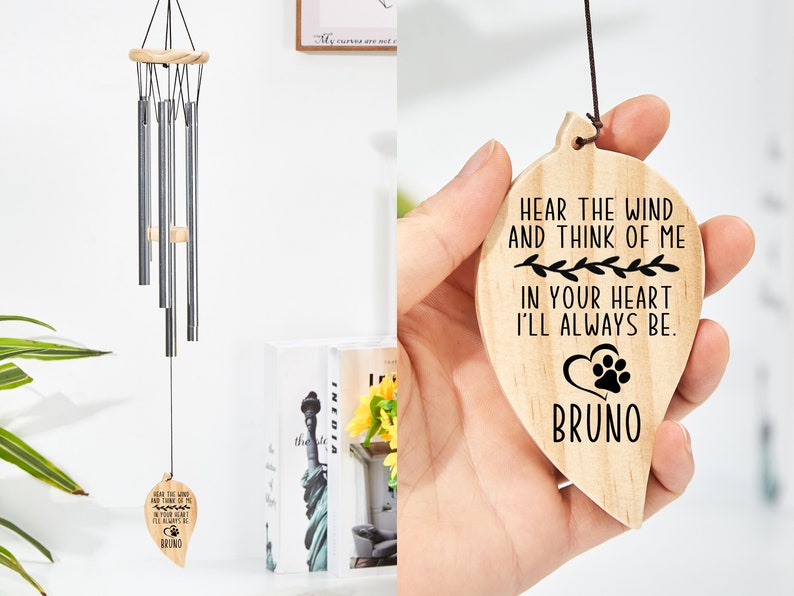 Personalized Wind Chimes, Pet Memorial Wind Chimes, Pet Loss Gift,Sympathy Wind Chime, Bereavement Gift, Cat Memorial ,Loss of Pet Gifts image 5