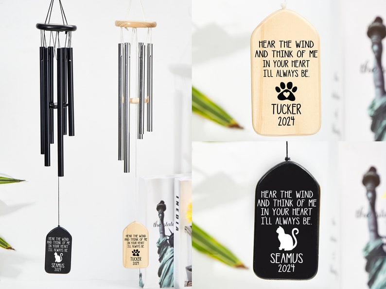 Personalized Wind Chimes, Pet Memorial Wind Chimes, Pet Loss Gift,Sympathy Wind Chime, Bereavement Gift, Cat Memorial ,Loss of Pet Gifts image 9