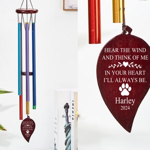 Personalized Wind Chimes, Pet Memorial Wind Chimes, Pet Loss Gift,Sympathy Wind Chime, Bereavement Gift, Cat Memorial ,Loss of Pet Gifts image 3