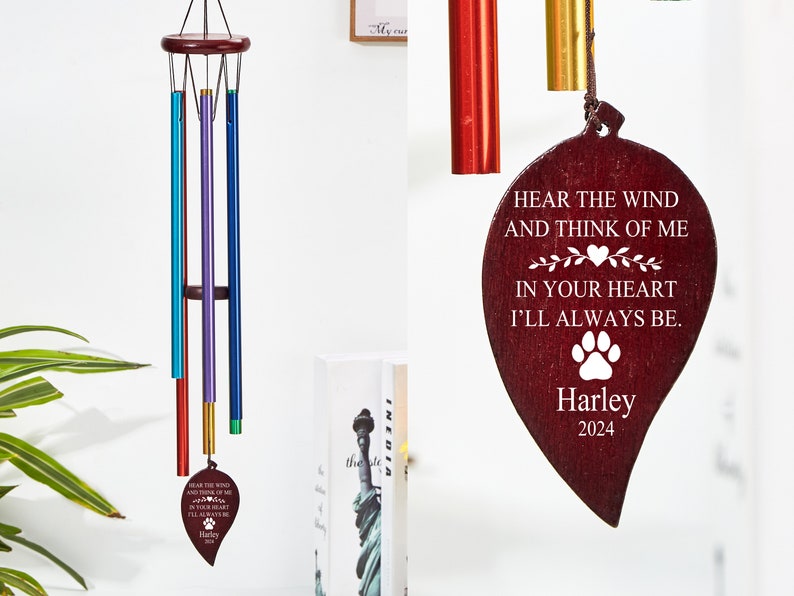 Personalized Wind Chimes, Pet Memorial Wind Chimes, Pet Loss Gift,Sympathy Wind Chime, Bereavement Gift, Cat Memorial ,Loss of Pet Gifts image 3