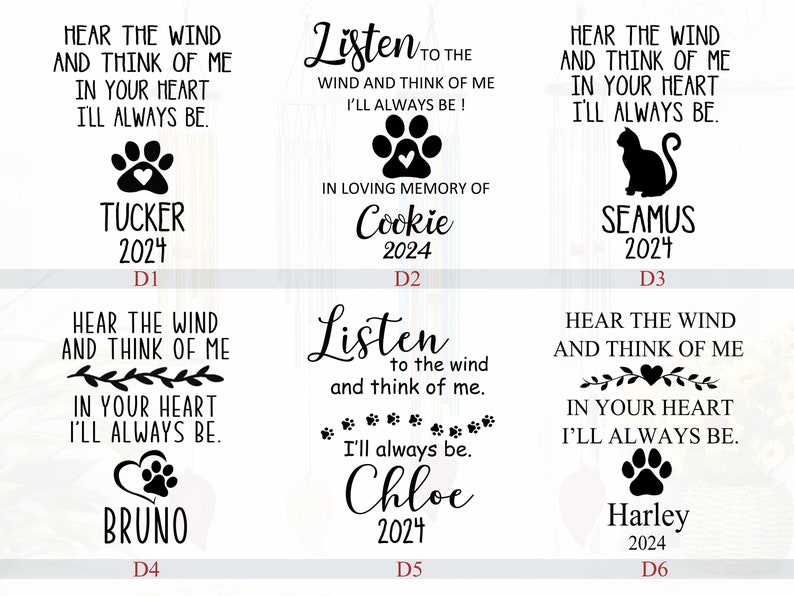 Personalized Wind Chimes, Pet Memorial Wind Chimes, Pet Loss Gift,Sympathy Wind Chime, Bereavement Gift, Cat Memorial ,Loss of Pet Gifts image 6