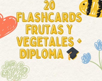 Bilingual Flashcards Fruits & Vegetables | Montessori Printable PDF | Spanish English Learning Cards for Kids 2–5 | Instant Download