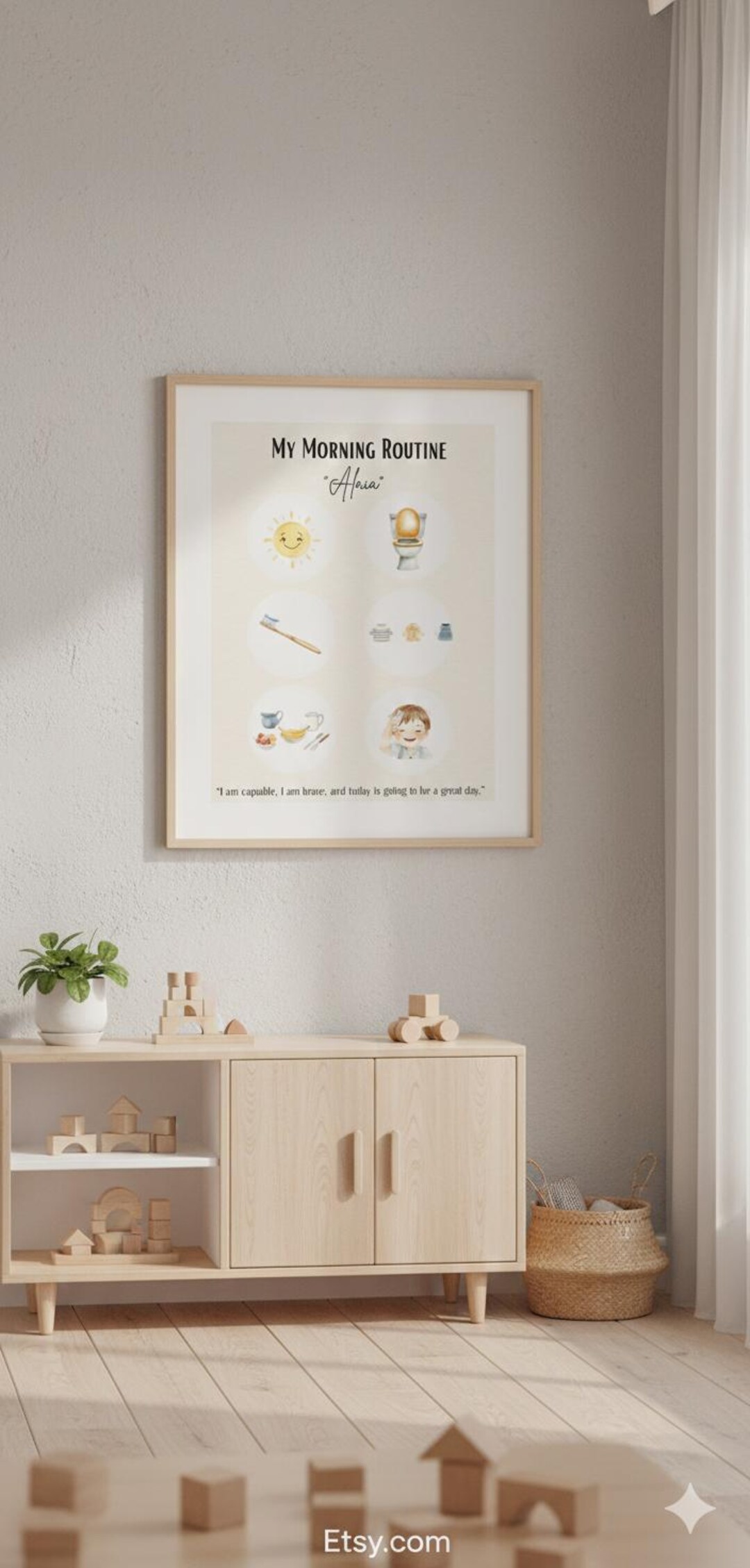 Our Morning Routine Poster Montessori Morning Routine Poster for Kids, Aesthetic Toddler Daily ...