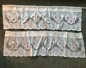 White lace vintage Kitchen valances Ivory window valances boho valance bedroom floral valance curtains modern farmhouse decor bathroom