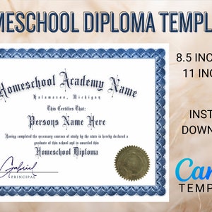 Homeschool Diploma Template Highschool Graduate Diploma sofort download 2024 Homeschool Abschlussdiplom Vorlage homeschool printables