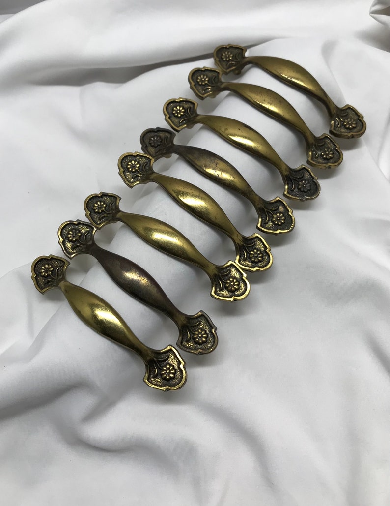 Vintage Kitchen Handles Brass Drawer Pulls Dresser Drawer
