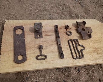 Rusty metal pieces rusted metal with holes vintage metal objects rusty nuts rusty buckles  squares metal assemblage lot rusty objects