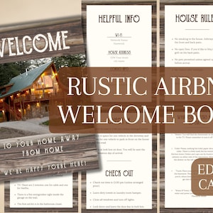 Airbnb Rustic Guest Book Airbnb Welcome book template house rules and guide book Airbnb checkout list short term rental welcome guest book