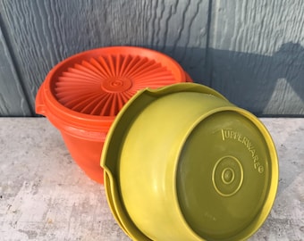 Tupperware Schalen Set orange und grün Tupperware Schalen mit Deckel Retro Sammler Tupperware Vintage Küche Aufbewahrung