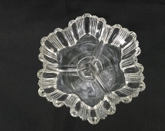 Vintage glass pedestal dish divided glass bowl candy dish for desk relish dish clear pedestal tray glass vanity jewelry holder for bathroom