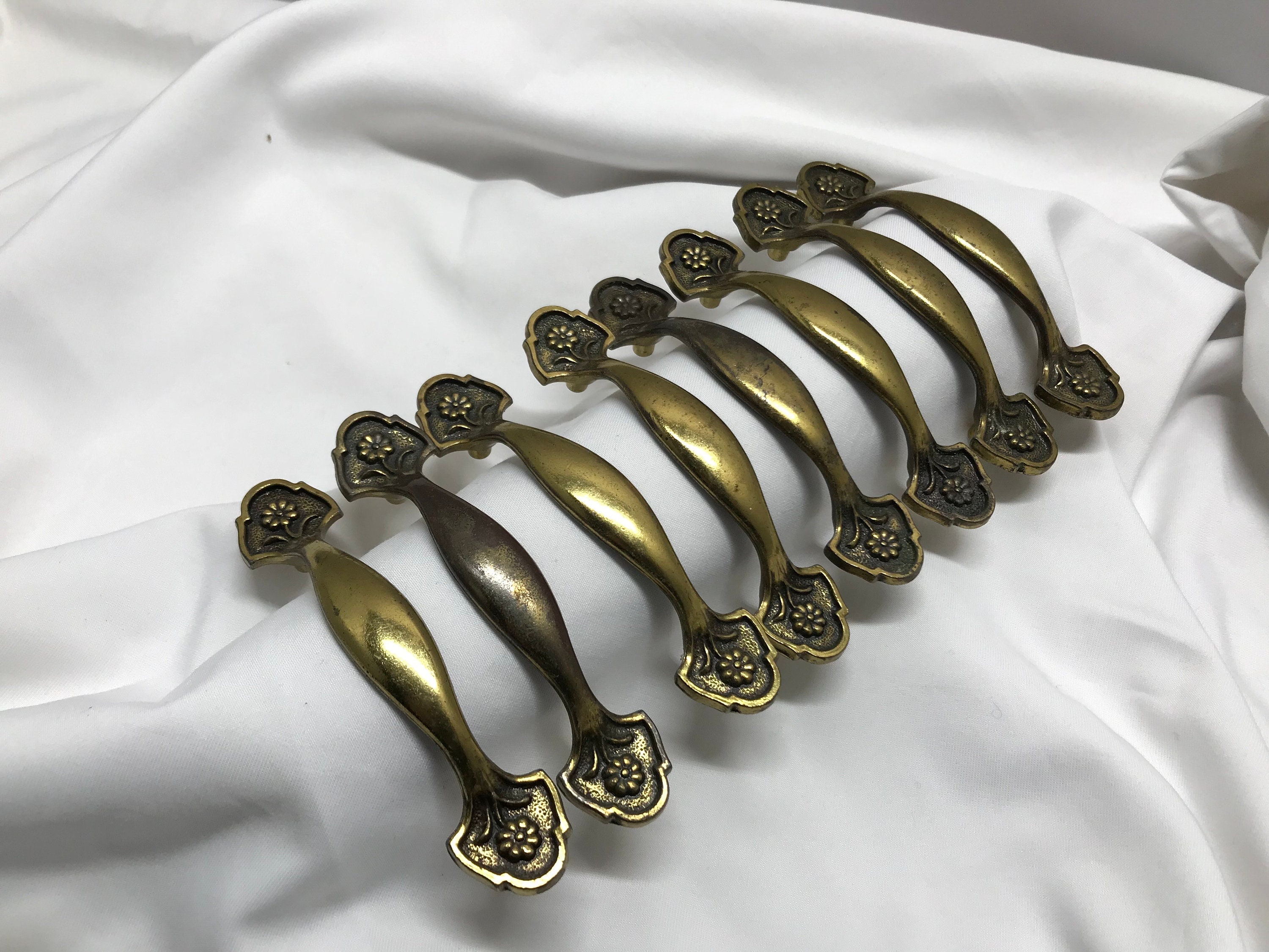 Vintage Kitchen Cabinet Handles Brass Drawer Pulls Dresser Drawer ...