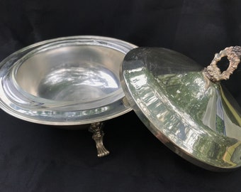 Vintage pyrex dish Silver Plated Serving Dish with lid fb Rodgers silver co footed casserole dish 3 piece vintage casserole serving dish