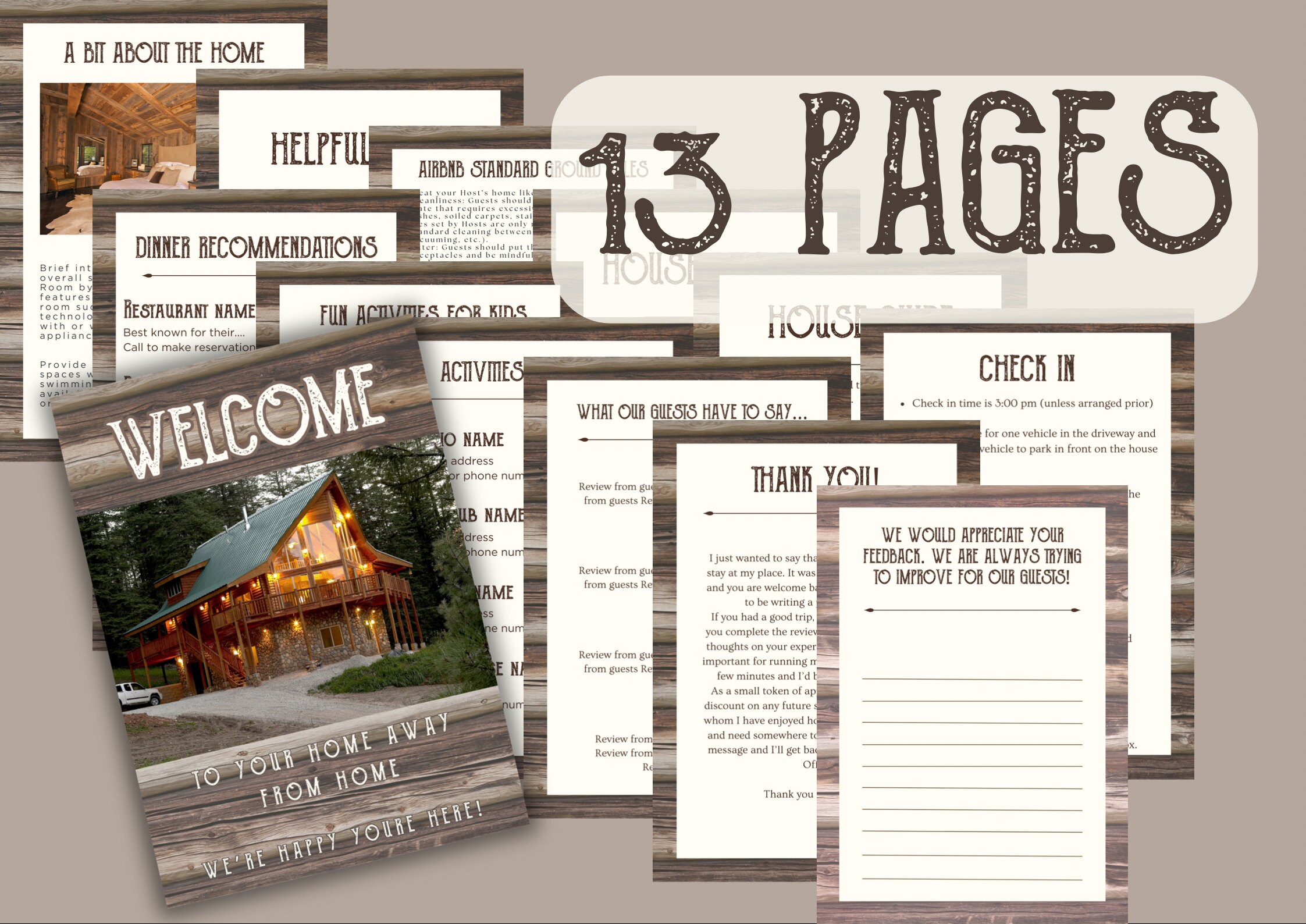 Airbnb Welcome Book Template Rustic Airbnb Welcome Note Vrbo Welcome ...