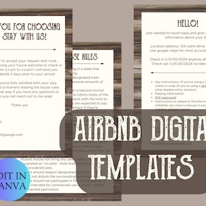 Plantilla de carta de bienvenida de Airbnb Nota de bienvenida rústica de Airbnb Libro de bienvenida de Vrbo Plantilla de guía digital para alquileres a corto plazo Normas de la casa
