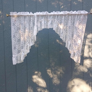 Vintage white lace Curtain valances kitchen cafe curtains white kitchen valance Elegant scalloped kitchen floral ruffled valances