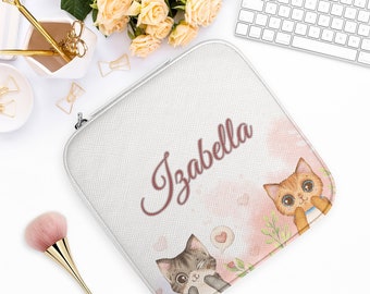 Cute Cats and Name Square Jewelry Case Box, Travel Jewelry Box,Jewelry Chest,Jewelry Storage, Birthflower Jewelry Storage,Accessories Holder