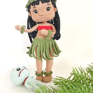 Muñeca Lilo tejida a crochet hecha a mano – Peluche Scrump – Peluche suave – 100 % algodón – Regalo para niños y coleccionistas