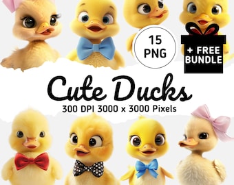 Fluffy Yellow Duck Clipart – 15 Baby Duck PNGs, Nursery Art (Digital Download)