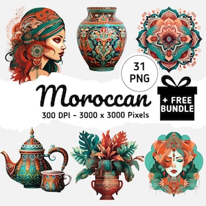 Clipart marocchina per progetti di artigianato, scrapbooking e sublimazione, trasparente, uso commerciale Grafica a tema marocchino ed elementi PNG