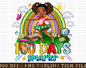 100 Days Smarter Black Girl Png Sublimation Design Download, Back To School Png, Afro Girl Png, Sublimate Designs Download