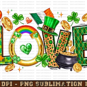 Love St. Patrick&#39;s Day Png, Sublimation Design Download, St. Patricks Day Png, St. Patricks Png, Sublimate Design Download