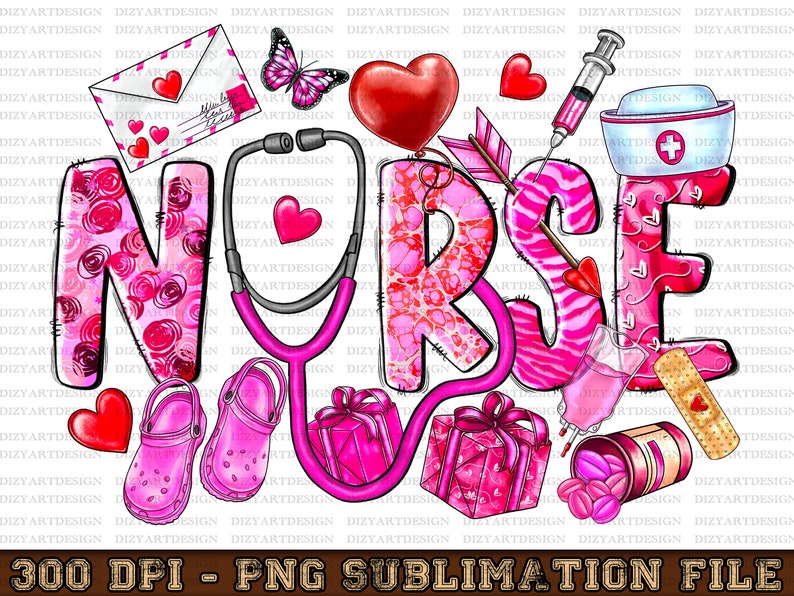 Nurse Valentine Png, Stethoscope, Valentine Sublimation PNG Design ...