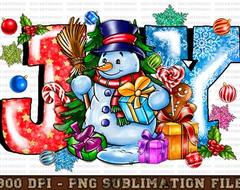 Joy with snowman png sublimation design download, Christmas png, Christmas cute snowman png, Christmas joy png, sublimate designs download