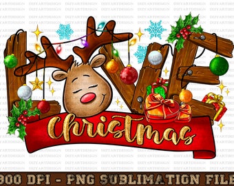 Love Christmas Deer Png, Png, Merry Christmas Png, Christmas Deer Clipart,Christmas Animals Png,Deer Png,Light Png,Digital Download