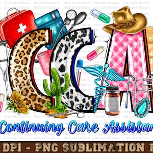 CCA Continuing Care Assistant Sublimation PNG Design, Hand Drawn Digital Download Printable,Nurse Clipart,CCA Design, Medical Art, Nursing