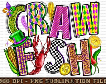 Crawfish mardi gras png, sublimation design download, Happy Mardi Gras png, Mardi Gras Crawfish png, sublimate design download, Crawfish png