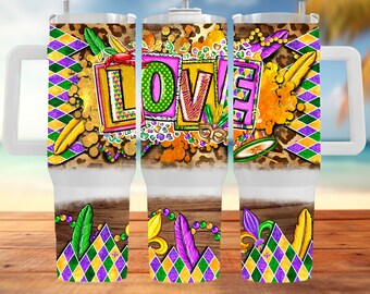 Love Mardi Gras 40oz Tumbler, 40oz Tumbler Wrap,quencher tumbler,Mardi Gras Png,Mardi Gras Gift,Mardi Gras 40oz Tumbler,Mardi Gras Tumbler