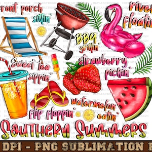 Southern Summers PNG, Summer Life, Summer In The South Sublimation File, Summer PNG Design, Digital Download, Sublimation Design