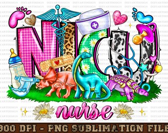 NICU Nurse Animal Png Sublimation Design Download, Nurse Life Png, Nursing Png, Dinosaur Png, Sublimate Designs Download