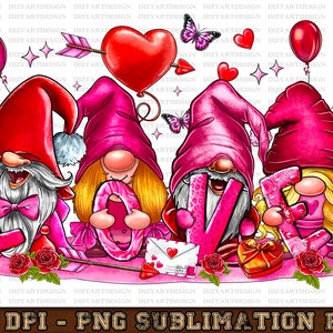 Love Valentine's Day Gnomies Png Sublimation Design, Gnomes Sublimation Design, Valentine's Day Gnomes Png, Heart Gnomes, Digital Download