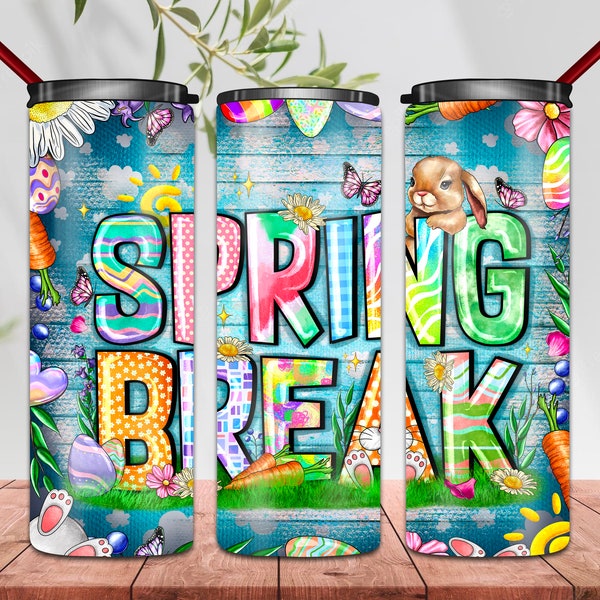 Spring Break Easter Tumbler Png, 20oz Skinny Sublimation, Tumbler Wrap Easter Digital Download, Christian Png, Instant Download