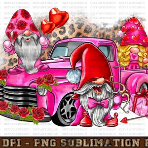 Valentine&#39;s Day Gnomes Truck png sublimation design download, Happy Valentine&#39;s Day png, Valentine&#39;s gnomes png, sublimate download