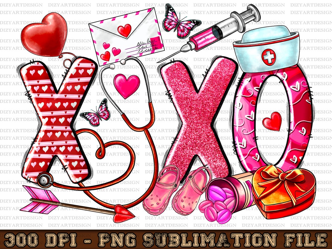 Xoxo Nurse Valentine Png, Xoxo Design, Heart, Day Png, Nurse Png ...