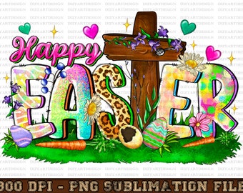 Happy Easter Cross Png, Happy Easter With Cross Png Sublimation Design, Easter Day Png, Easter Sublimation,Easter Cross Png,Jesus Christ Png