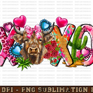 Xoxo Hugs And Kisses Valentine&#39;s Day png sublimation design download, Happy Valentine&#39;s Day png, Xoxo Cow png, sublimate designs download