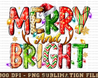 Merry And Bright Png, Merry Christmas Png, Christmas Sublimation, Christmas Png, Cookie png, Digital Download, Sublimation Design