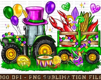 Mardi Gras tractor png sublimation design download, Happy Mardi Gras png, Mardi Gras Carnaval png, sublimate designs download