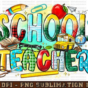 School Teacher png, sublimation design download, School Bus png, Teacher png, School,  Digital download