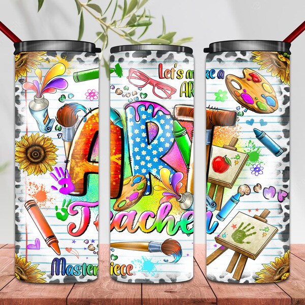 Art Teacher Png, 20 oz Skinny Tumbler Sublimation Design Digital Download PNG Instant DIGITAL ONLY, Art School Teacher Tumbler