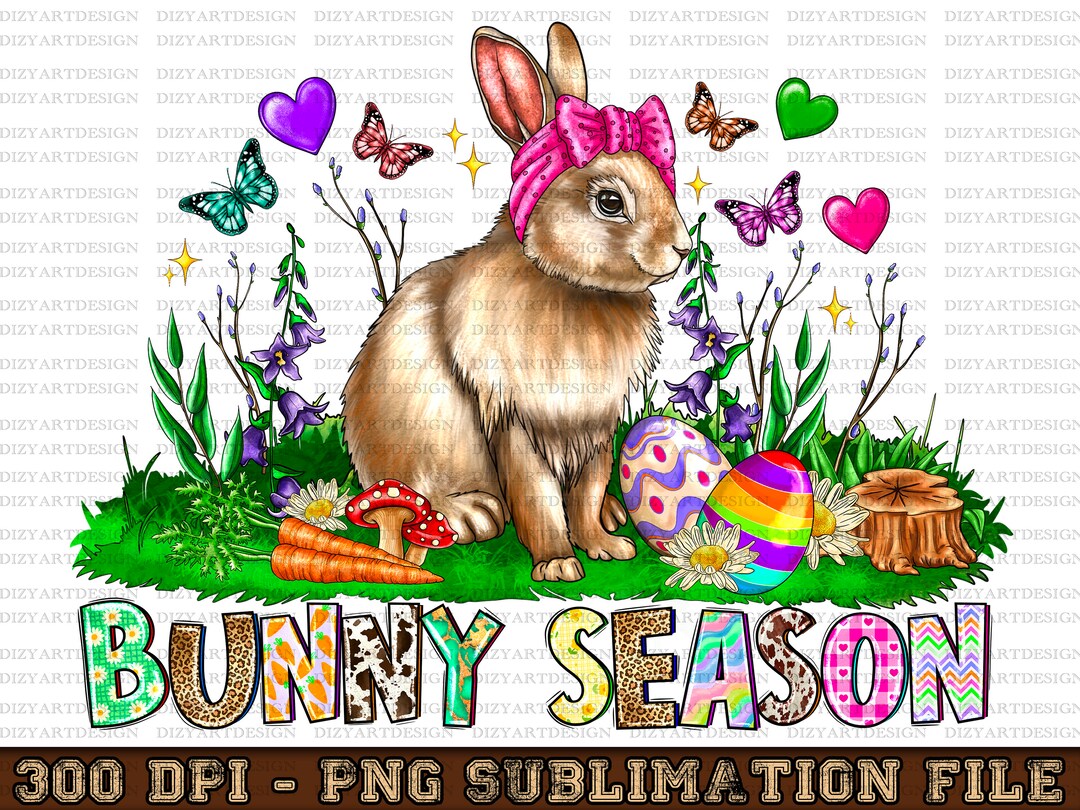 Easter Bunny Season Png, Happy Easter PNG, Rabbit PNG, Rabbit Ears ...