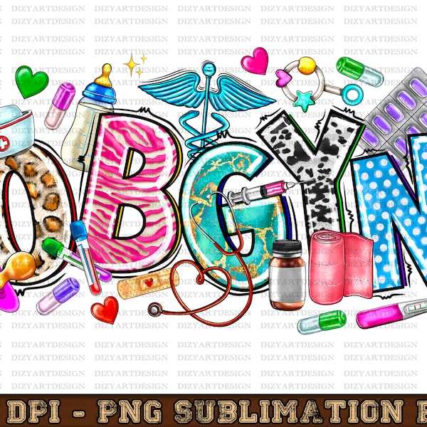 OBGYN png sublimation design download, Medical png, western OBGYN png, sublimate designs download