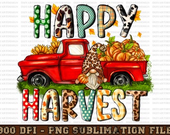Happy Harvest Png, Western, Sunflower, Pumpkins Png, Fall Png, Thankful Png, Leopard, Digital Download, Sublimation Design