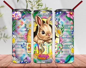 Easter Day Bunny Png, 20oz Skinny Sublimation, Tumbler Wrap Easter Digital Download, Png, Instant Download