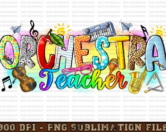 Orchestra Teacher Png Sublimation Design, Orchestra Png, First Day Png, Back To School Png, Digital Download, Western png, Music png, Piano